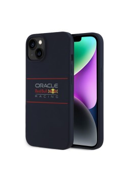 Husa pentru iPhone 14 - Red Bull Racing Silicone Horizontal Centered Logo MagSafe (RBHMP14S24SIHSRV) - Navy