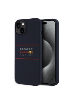 Husa pentru iPhone 15 - Red Bull Racing Silicone Horizontal Centered Logo MagSafe (RBHMP15S24SIHSRV) - Navy
