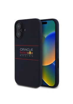 Husa pentru iPhone 16 - Red Bull Racing Silicone Horizontal Centered Logo MagSafe (RBHMP16S24SIHSRV) - Navy