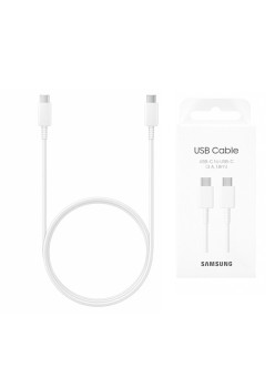 Cablu de Date Tip-C la Tip-C Incarcare rapida 3A, 1.8m, Samsung EP-DX310JWEGEU, White (Blister Packing)