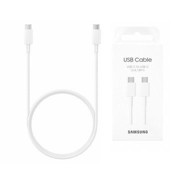 Cablu de Date Tip-C la Tip-C Incarcare rapida 3A, 1.8m, Samsung EP-DX310JWEGEU, White (Blister Packing)
