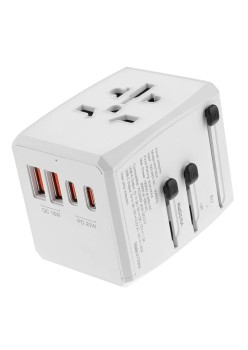 Adaptor pentru Priza PD20W, 2 x USB, 2 x Type-C, EU, UK, AUS, US - Techsuit (HHT904) - White