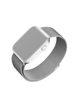 Curea pentru Apple Watch 1/2/3/4/5/6/7/8/9/10/SE/SE 2 (38/40/41/42mm) - Fixed Mesh Strap - Silver