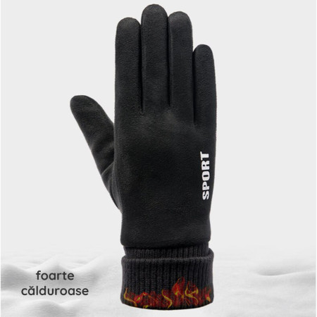 Manusi touchscreen barbati Suede, Black
