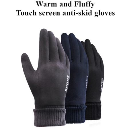 Manusi touchscreen barbati Suede, Black