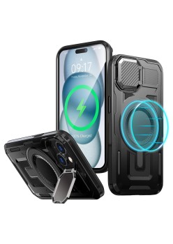 Husa pentru iPhone 15 Plus - ArmorVault MagSafe – Protecție și Funcționalitate de Top, Negru