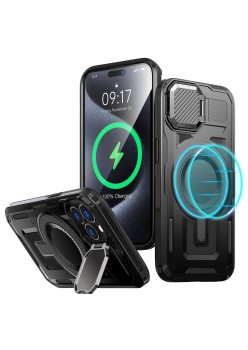 Husa pentru iPhone 15 Pro Max - ArmorVault MagSafe – Protecție și Funcționalitate de Top, Negru