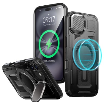 Husa pentru iPhone 16 - ArmorVault MagSafe – Protecție și Funcționalitate de Top, Negru
