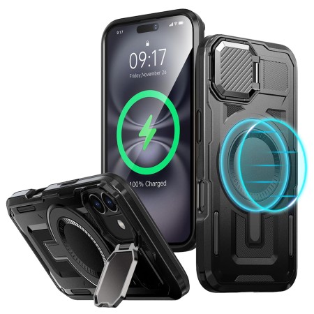 Husa pentru iPhone 16 - ArmorVault MagSafe – Protecție și Funcționalitate de Top, Negru
