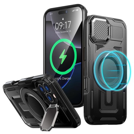 Husa pentru iPhone 16 Pro - ArmorVault MagSafe – Protecție și Funcționalitate de Top, Negru