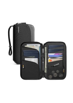 Tomtoc - Navigator Passport Bag (T03M1D1) - Back Slip Pocket, Portable Wrist Strap, Back Slip Pocket - Black