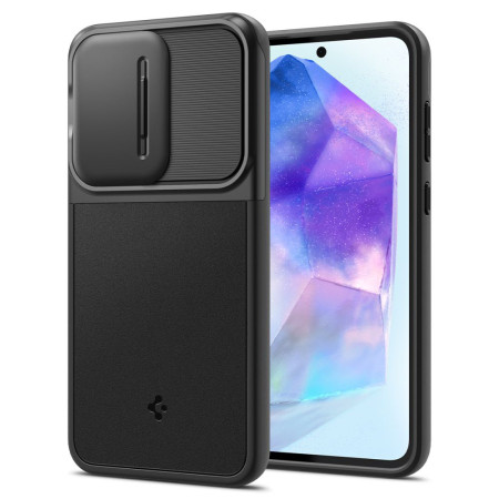 Husa Samsung Galaxy A55 5G, Spigen Optik Armor, Black
