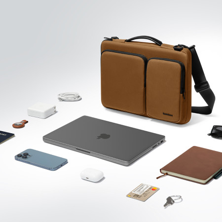 Geanta Laptop 14 inch, Tomtoc Defender, Brown