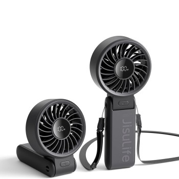 Ventilator Portabil 3600mAh cu Display Digital - JisuLife (Life7) - Black