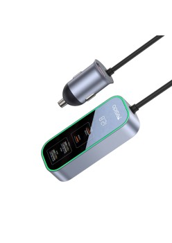 Yesido - Car Charger (Y53) - Ports Extensions, 3x USB, 2x Type-C, QC3.0, 97W, Ambiental Light - Black