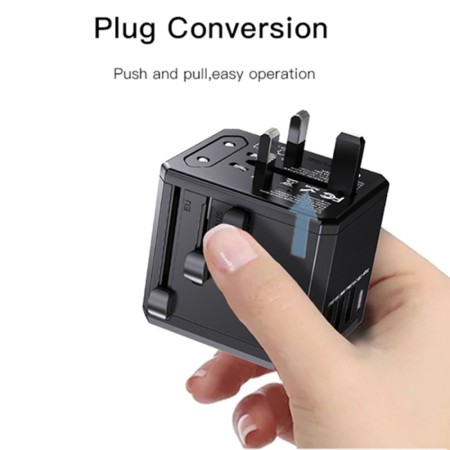 Yesido - Wall Charger (MC10) - 3x USB, Type-C, for Travel, EU, UK, US, AUS, 3.6A - Black