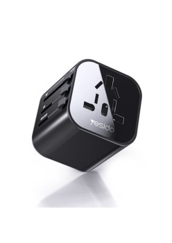 Yesido - Wall Charger (MC09) - for Travel, EU, UK, US, AUS, 3.4A - Black
