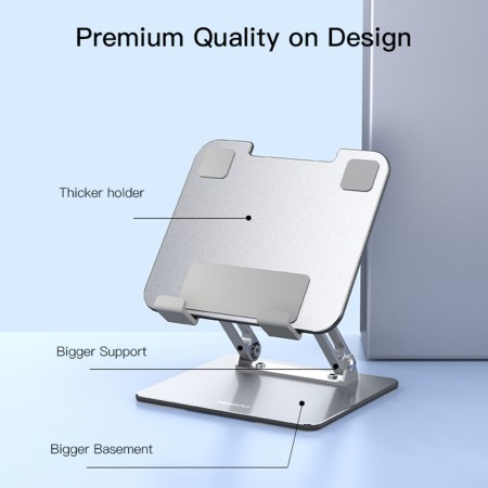 Yesido - Desk Holder (C185) - Foldable Design, Anti-Slip Silicone, for Phone, Tablet 4.5 - 13" - Silver