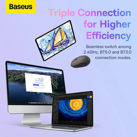 Mouse Wireless Baseus Bluetooth 5.0 F01A Frosted, Gray
