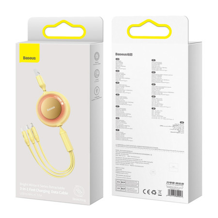 Cablu de Date Retractabil Baseus Bright Mirror 2, Yellow