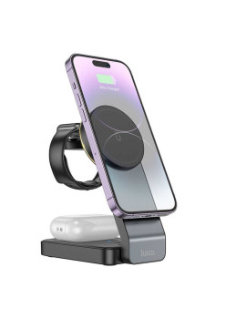 Statie de incarcare telefoane pentru iPhone, Apple Watch, AirPods Hoco Motorcycle, Black