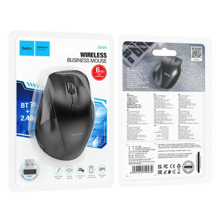 Mouse Wireless Hoco 2.4G, 1600 DPI Mystic, Black
