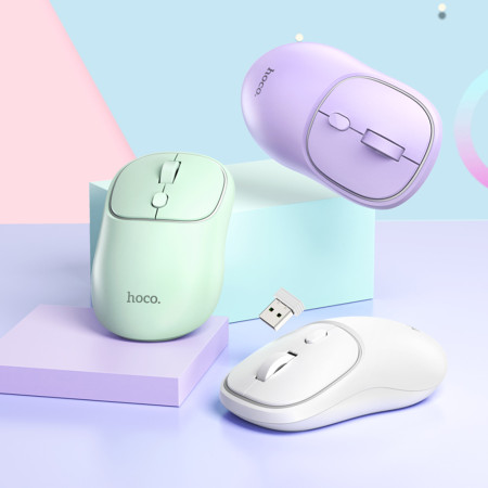 Mouse Wireless Hoco 2.4G, 1600 DPI Royal, Space White
