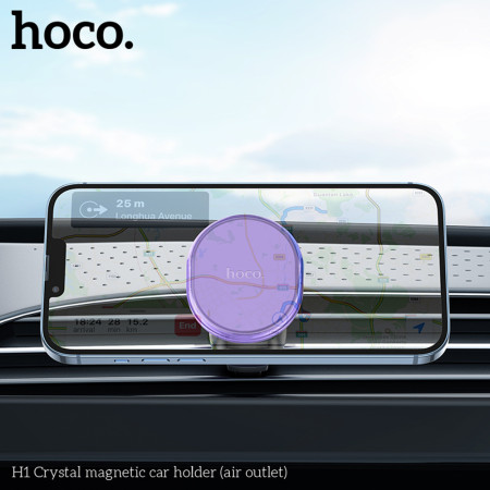 Suport telefon Auto cu Magnet pentru Grila de Ventilatie Hoco Crystal, Space Gray