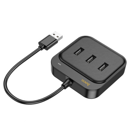 Adaptor USB la 3x USB3.0 si RJ45, 1.2m Hoco Easy Link, Black