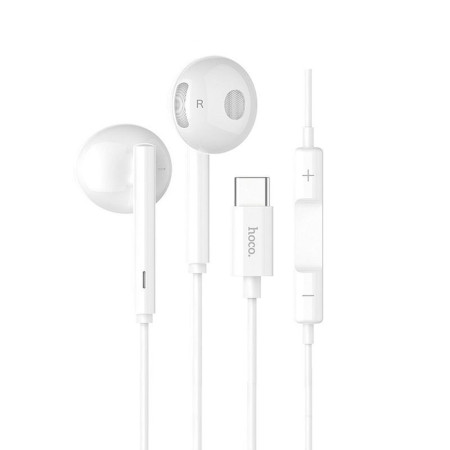 Casti cu fir tip C cu Microfon, 1.2m Hoco Acoustic, White