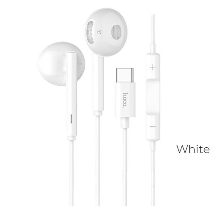 Casti cu fir tip C cu Microfon, 1.2m Hoco Acoustic, White