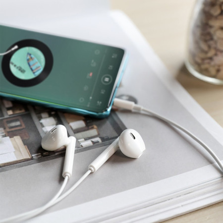 Casti cu Fir si Microfon, 1.2m Hoco Melodious, White