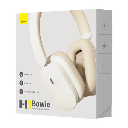 Casti Wireless Baseus cu Microfon Bowie H1, Creamy White