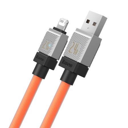 Cablu de Date USB la Lightning Incarcare rapida, 2.4A, 2m Baseus CoolPlay Series, Orange