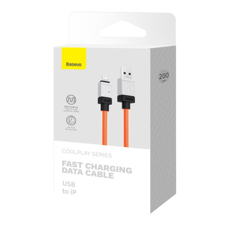 Cablu de Date USB la Lightning Incarcare rapida, 2.4A, 2m Baseus CoolPlay Series, Orange