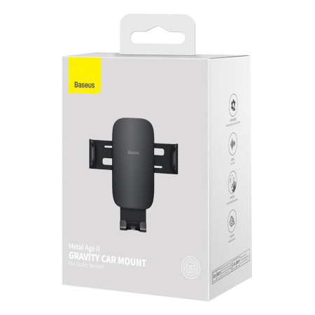 Suport telefon Auto pentru Grila Ventilatie Baseus Metal Age II Gravity, Black