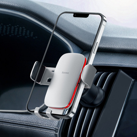 Suport telefon Auto pentru Grila Ventilatie Baseus Metal Age II Gravity, Silver