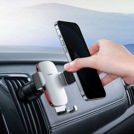 Suport telefon Auto pentru Grila Ventilatie Baseus Metal Age II Gravity, Silver