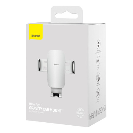 Suport telefon Auto pentru Grila Ventilatie Baseus Metal Age II Gravity, Silver