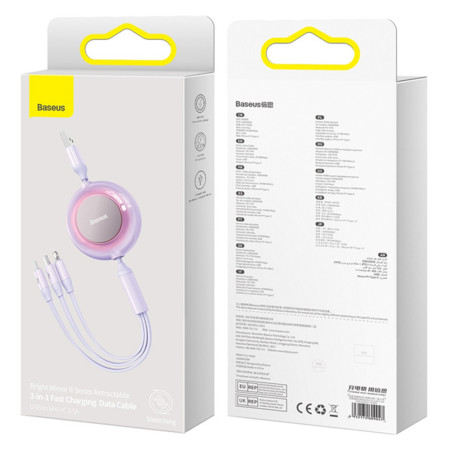 Cablu de Date Retractabil Baseus Bright Mirror 2, Purple