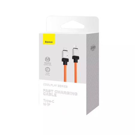 Cablu de Date USB-C la Lightning Incarcare rapida, 20W, 2m Baseus, Orange