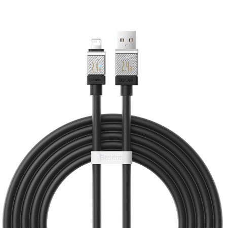 Cablu de Date USB la Lightning Incarcare rapida, 2.4A, 2m Baseus CoolPlay, Black
