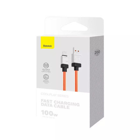 Cablu de Date USB la Tip-C Incarcare Super Rapida PD100W, 2m Baseus, Orange