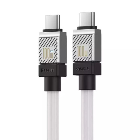 Cablu de Date Tip-C la Tip-C Incarcare Super Rapida PD100W, 2m, Baseus CoolPlay, White