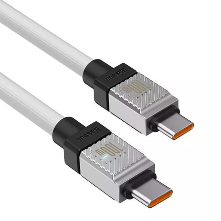 Cablu de Date Tip-C la Tip-C Incarcare Super Rapida PD100W, 2m, Baseus CoolPlay, White