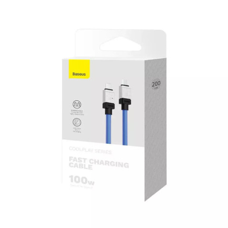 Cablu de Date Tip-C la Tip-C Incarcare Super Rapida PD100W, 2m Baseus CoolPlay, Albastru