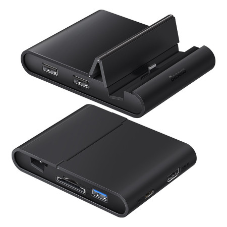Hub Tip-C pentru Telefon cu Suport Birou Baseus (WKMD000001), Black