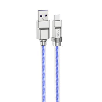 Cablu USB la Tip-C PD100W, 1m Hoco Crystal, Blue