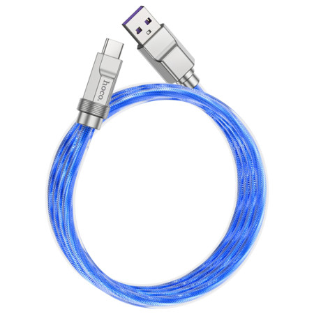 Cablu USB la Tip-C PD100W, 1m Hoco Crystal, Blue