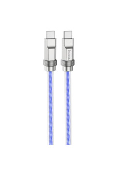 Cablu Tipe-C la Tipe-C PD100W, 1m Hoco Crystal, Blue
